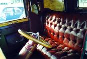 Diamond Tuft Real Leather Seat & original steering wheel with leather covered column