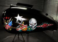 Custom AIRBRUSHED tank left side with mat clear coat