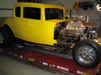 1932 Supercharged Chevy with a Flaming Guitar & Skulls are Airbrushed on the Dash & Chassis Rails