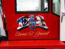 Curved AIRBRUSH patriotic LETTERING  on door