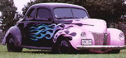 Gary's 1940 Ford prior to the roof chop.  With the first ever 3-D Chiseled Flames - circa1986