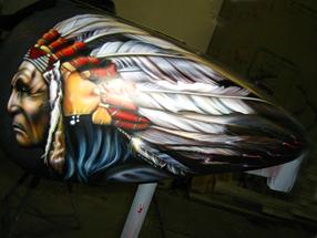 INDIAN HEAD with HEADDRESS on TANK
