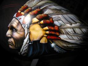 INDIAN HEAD with HEADDRESS on TANK - DETAIL