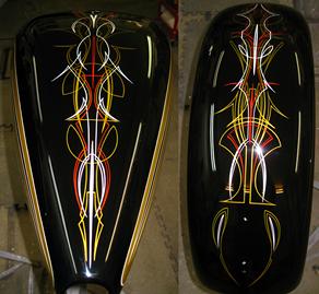 PINSTRIPING & Scallops on a HARLEY DAVIDSON TANK & FENDER