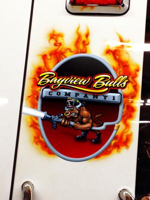 The Manhasset-Lakeville Fire Dept. Company Logo on the sail panel