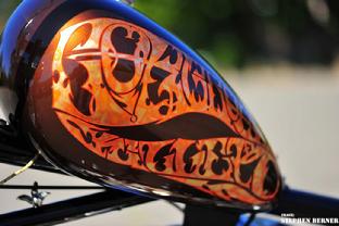 Variegated Gold Leaf & outlined--All by hand, no computer here.--CLEAR COATED & ready to ride