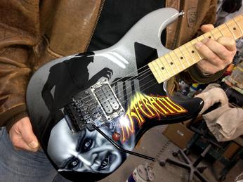 NOSFERATU airbrushed guitar is assembled & ready to play