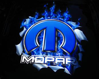 Mopar Logo Airbrushed on the hood of a 2013 Challenger, by Gary the Local Brush 